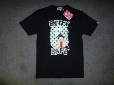 Authentic a bathing ape bape Betty Boop Collab tee t shirt Black Free Size Japan