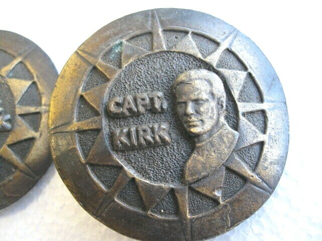 Pair Star Trek Mr. SPOCK Capt KIRK TIFFANY Studio NY Belt Buckles 1970's
