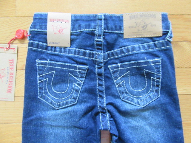 TRUE RELIGION BOYS GENO SLIM STRAIGHT JEANS, SAVAGE SALOON, ADJUST WAIST, NWT, 4