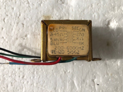 Transformer, CAT 200-6000HZ, FE-12051562, PRI Z-45 Ohm, 5 MVA, Sec 270 kOhm