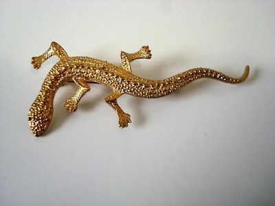 Vintage Gold Tone Lizard Salamander Pin Brooch