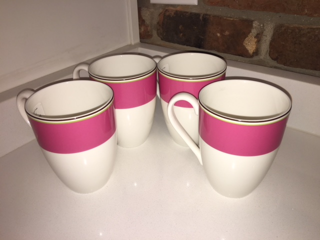 LENOX KATE SPADE MARKET STREET CUPS PINK SET OF 4 BRAND NEW