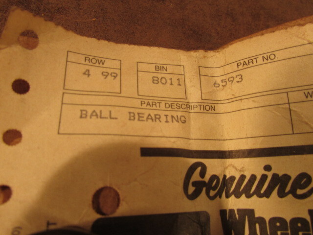 NOS Wheel Horse Toro Part 6593 ball bearing deck push mower lawn