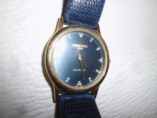 Watch, Swarovski, Purchased in Austria, Large Face, Blue with Crystals