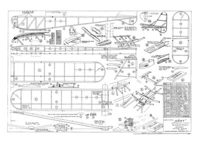 Adar Free flight towline glider 36'' Model Airplane Printed Plans & Templates