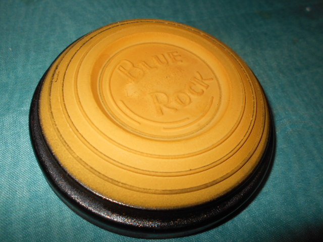 3  1950-60's Remington  BLUE ROCK Clay Pigeon Skeet Target Yellow  NOS