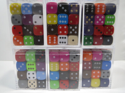 NEW Dice Cube Set of 36 Opaque D6 (12mm) - Mix Colors