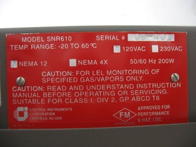 Control Instruments Corp AcuPro Infrared Process Analyzer SNR610 New