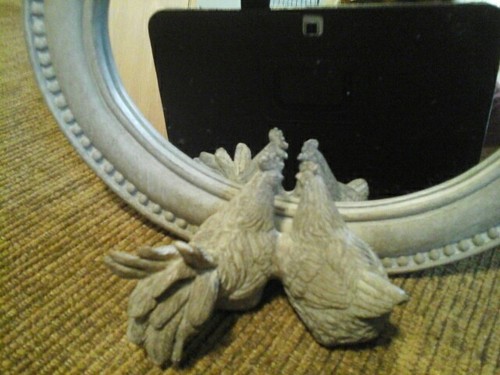 Primitive country oval Rooster mirror