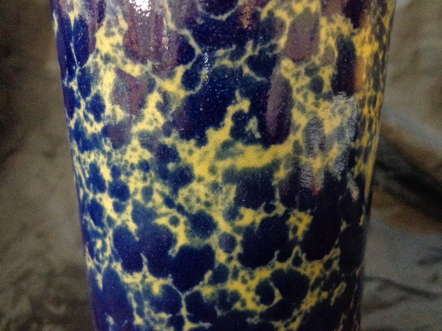 SALE Vintage Bennington Pottery Vase/utensil holder Cobalt Blue Spatter Ware MC