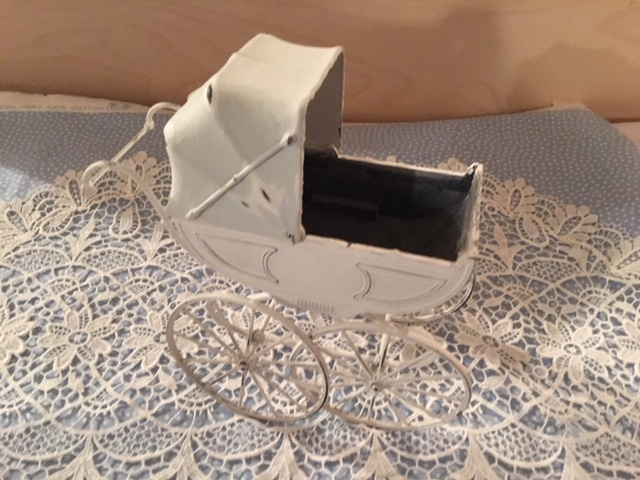 VINTAGE WICKER BABY BUGGY CARRIAGE BY POTS COMPANY