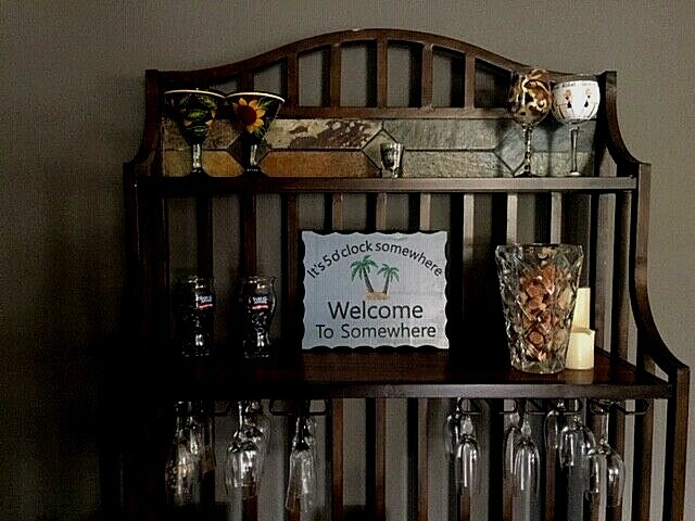 Carved Handcrafted It's Five O'clock Somewhere, Welcome to somewhere Wood Sign