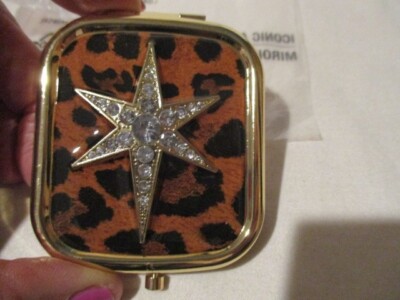 Avon Iconic Mirror 1X & 3X Magnification Satin Pouch Container Star w/Rhinestone