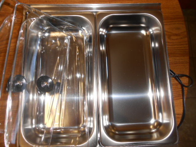 Elite Gourmet 5 quart warming tray - 2 removable deli buffet food trays w/ lids