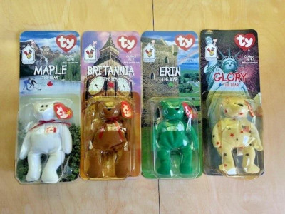 Ty Beanie Babies Britannia Glory Erin Maple The Bear McDonalds Set of 4 1999