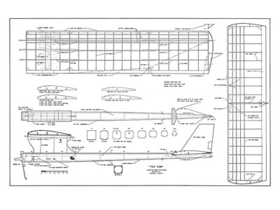 720 Turn Powered 75'' WS Free Flight Model Airplane Printed Plans & Templates