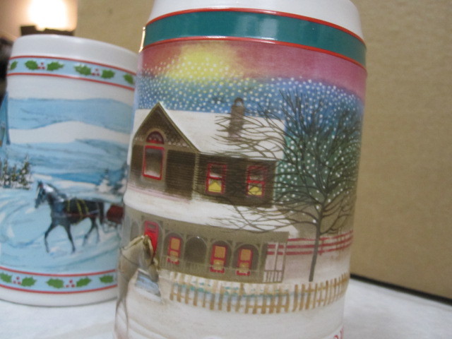 Two Miller High Life beer mug stein To The Best Holiday Traditions
