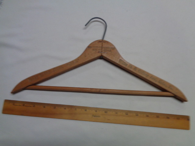 VINTAGE WOODEN HANGER WISTER ST. & GODFREY AVE, PHILLA, PA. MILLS RETAIL STORE