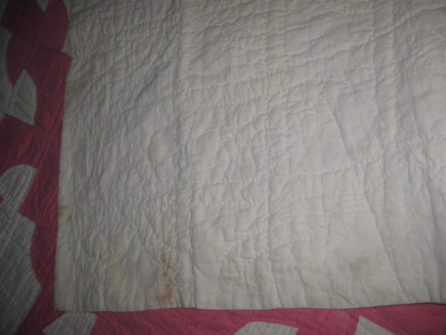 Vintage 1930's Pink  Cotton Drunkard's Path Hand Quilted Quilt