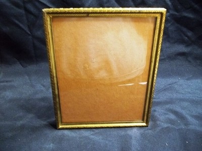 Vintage  Gold Tone Metal 8x10 Picture Frame - Glass Included Attached Easel
