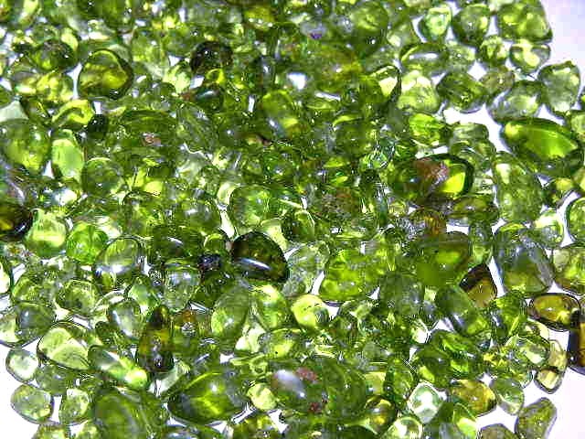Peridot crystal tumble polished 4-10mm mixed grade Arizona 1/8 pound lots