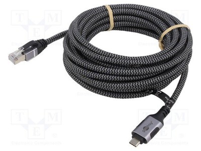 Kabel; USB 3.1; RJ45 wtyk,USB C wtyk; niklowany; 7,5m; Żyła: Cu Z1C2