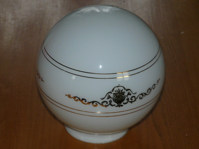 Vintage Ceiling Light Shade White with Golden Pattern Glass Ceiling Light Globe