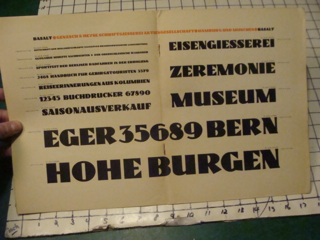 Original Vintage 1926 TYPEFACE CATALOG -- BASALT / GENZSCH & HEYSE modern font
