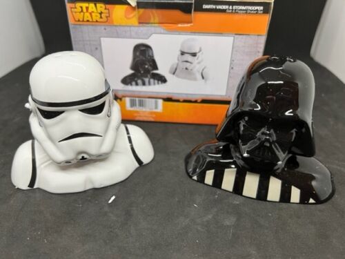 Star Wars Salt & Pepper Shakers Darth Vader & Stormtrooper Open Box Unused
