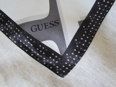 Guess Purse Silk Twill Printed Scarf Vintage Mono Black Grey White