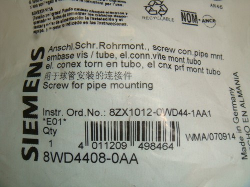 NEW SIEMENS 8WD4408-0AA, SCREW CON. PIPE MNT. NEW IN SEALED FACTORY PACKAGING
