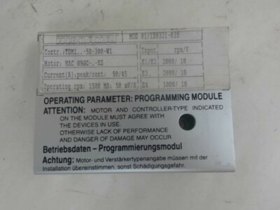 Indramat 01/1X0321-035 Operating Parameter; Programming Module