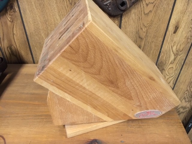 Fernanda swivel knife block OAK LIGHT USE 22 SLOTS Nice! kitchen cutlery acc.