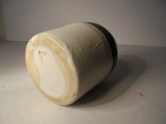 Primitive Antique Vtg Style Mini 2 Tone Pottery Stoneware Crock 4-3/4