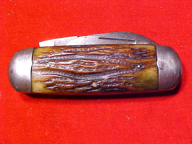 CASE BROS LITTLE VALLEY NEW YORK SUN FISH POCKET KNIFE GREEN BONE HANDLE 1900-14