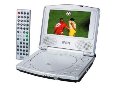 JWIN JD-VD740 PORTABLE 7'' LCD DVD PLAYER WIRELESS REMOTE AC/DC CORDS & MORE !!