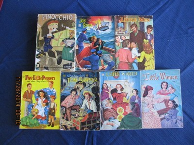 7 vintage pb JO'S BOYS LITTLE MEN WOMEN vol I & 2 FIVE PEPPERS TOM SAWYER PINOCC