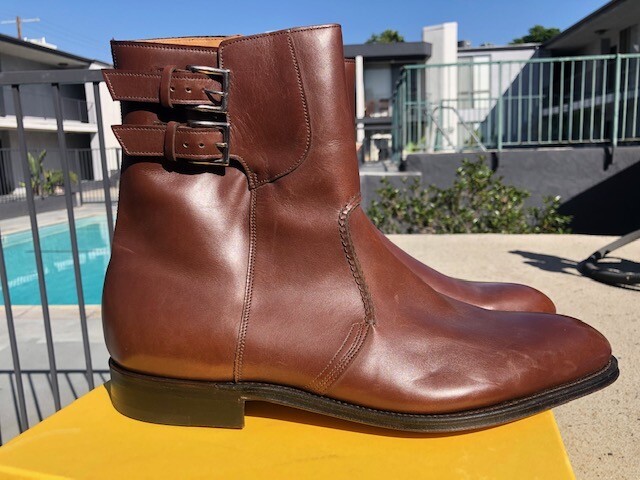 New JOHN LOBB Chocolate Hunter WOBURN Chelsea ANKLE Boot Sz-8.5E UK/9.5 US BNIB