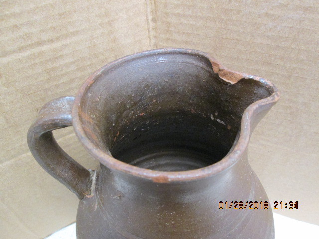 Old Vintage Clay Pinched Spout Pitcher