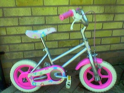 BARBIE CHILD'S BIKE SILVER PINK 11" SOLID RUBBER WHEELS FRONT CALIPER BRAKES