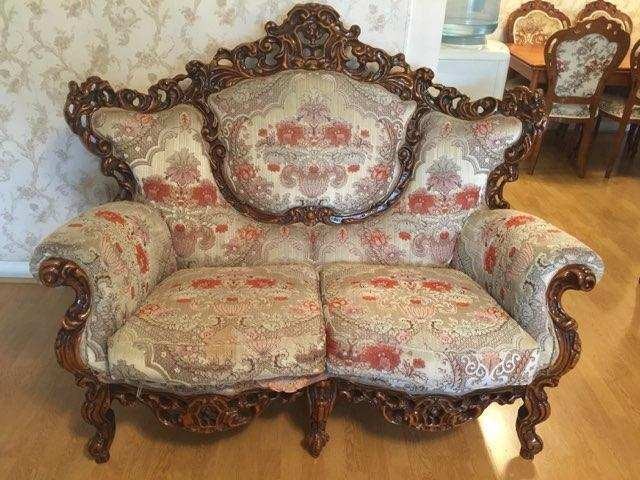 Vintage Italian Living Room Furniture Set with sofa, love seat, marble tables