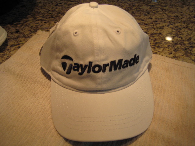 white Taylor Made golf hat black stitched logo new with tags