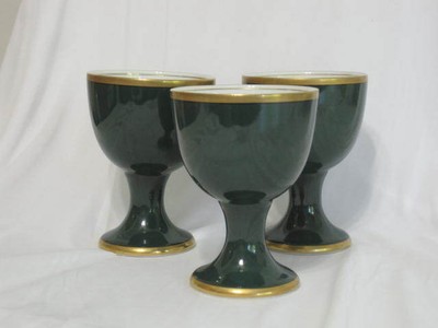 Fitz & Floyd Renaissance Goblets Dark Green Set of 3 Rare