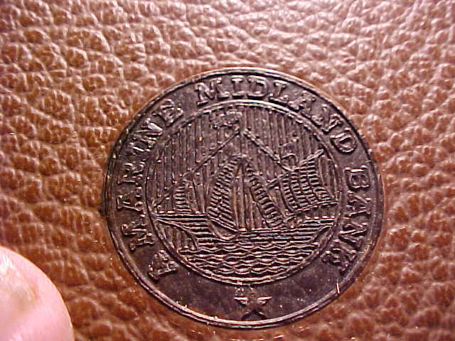 VINTAGE MARINE MIDLAND TRUST CO LEATHER POCKET HOLDER UTICA NEW YORK BANK AD NY