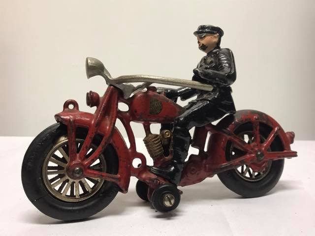 Antique Cast Iron Hubley Red Motorcycle
