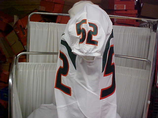 2007-13 Miami Hurricanes Football #52 Game/Team Issued White Jersey Nike Sz 44