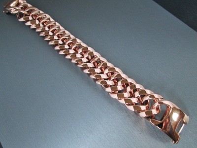 Bracelet 8 inch X 22.5 mm Cuban Curb Chain Rose Gold Plated over Stainless Steel