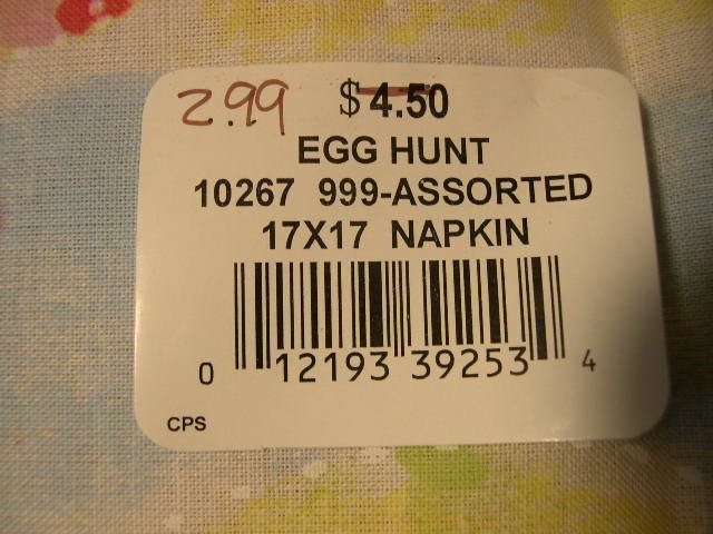 (4)  EGG HUNT MULTI-COLOR  EASTER / SPRING  NAPKINS    17 X 17   NWT