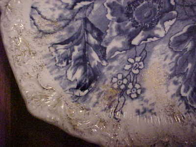 BEAUTIFUL FLOW BLUE PLATE DUNN BENNETT & CO. BURSLEM ENGLAND