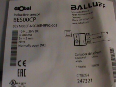 BALLUFF M08EF-NSC20B-BP02-003(BES00CP) Inductive Standard Sensors NPN New